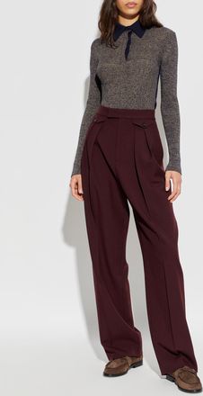 Ferragamo Long-sleeve Polo, Womens, Navy Blue