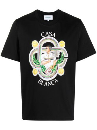 Casablanca T-shirt met print - Zwart