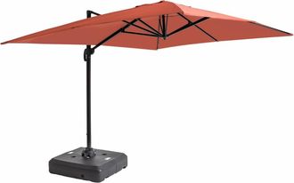 Oviala Parasol 4x3m 360&deg; inclinable con base con ruedas terracota
