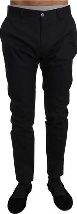 Dolce & Gabbana Elegante Zwarte Formele Wollen Broek - Heren - Chinos - Zwart - L - Wol - Broeken
