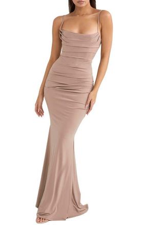 House of CB Milena Jersey Corset Maxi Dress in Almond at Nordstrom, Size X-Small