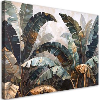 Feeby Cuadro En Lienzo Hojas Tropicales De Platanero Naturaleza Plantas 100x70