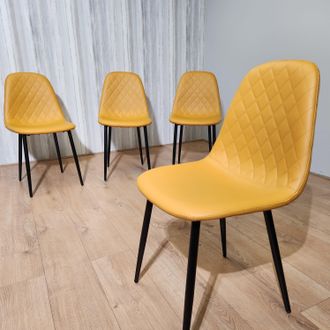 Kosy Koala Dining Chairs Set Of 4 Mustard Chairs Stitched Faux Leather Chairs, Soft Padded Seat Living Room Chairs, Kitchen Chairs