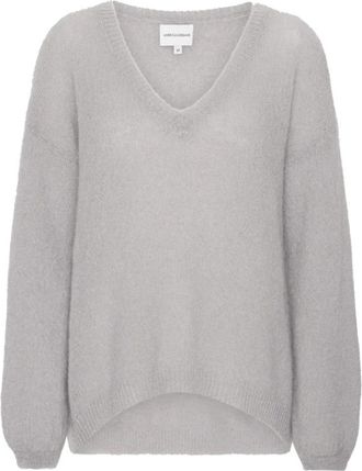 Americandreams Silja V Neck Knit - Dames - V-hals truien - Grijs - S - Wol - Truien & Vesten