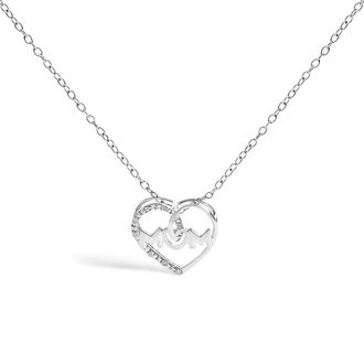 House of Brilliance 925 Sterling Silver Diamond Accent MOM Heart Pendant Necklace