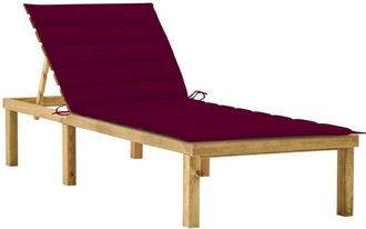 vidaXL Tumbona Con Coj&iacute;n Rojo Tinto Madera De Pino Impregnada Vidaxl
