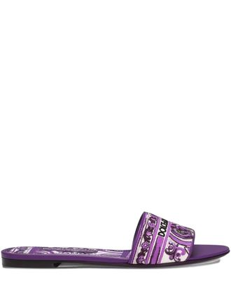 Dolce & Gabbana Sandali slides con motivo maioliche - Viola