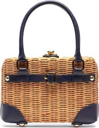 Frances Valentine Lady Basket Wicker Handheld Bag in Navy at Nordstrom
