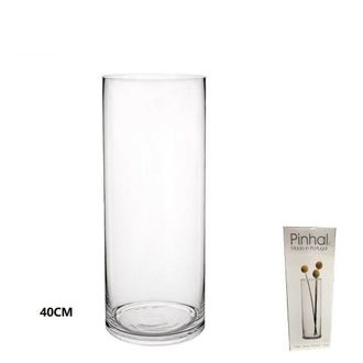 Trade Shop Trade Shop - Vaso 40cm Clilindrico In Vetro Trasparente Elegante Per Fiori Piante
