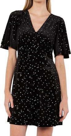 Apricot Button Thru Star Velvet Dress In Black