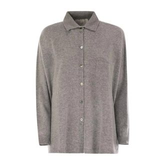VANIS&Eacute; Shelly Shirt-Style Breiwerk - Dames - Truien - Grijs - Maat: L/Xl Kasjmier