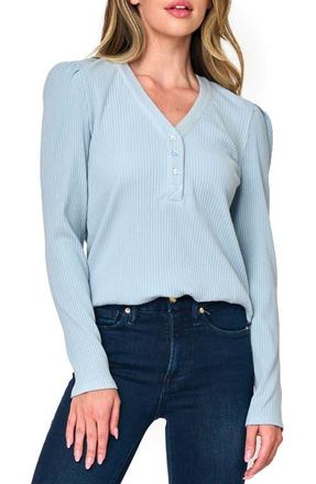 Gibsonlook Amelia Cotton Rib Henley in Blue Fog at Nordstrom, Size Xx-Small