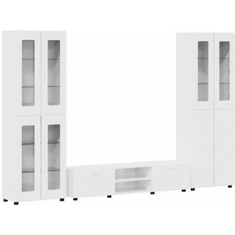 vidaXL TV Cabinet Set FLORIN High Gloss White Engineered Wood vidaXL