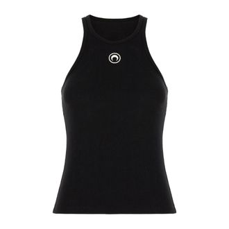 Marine Serre Canotta a coste con logo Moon - - Tops - Donna - Nero - S