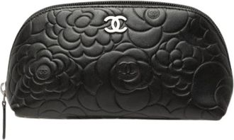 Chanel Pre-owned Bags, female, Black, Size: ONE SIZE Pre-owned Embossed Lambskin Pouch