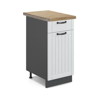 Vicco Mueble Bajo De Cocina Fame-line, Blanco Casa De Campo, 40 Cm, Et Roble