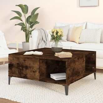 vidaXL Vidaxl - Mesa De Centro Madera Contrachapada Roble Ahumado 80x80x36,5 Cm