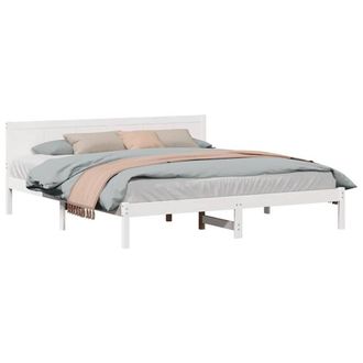 Berkfield Home White White Pine Wood Bed Frame White Solid Pine wood 180 x 200 cm