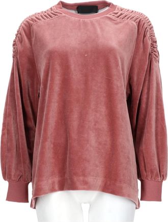 Alberta Ferretti Plush Cotton Blend Sweatshirt with Ruched Shoulders