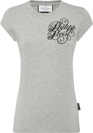 Philipp Plein Modal Pure Fit T-Shirt Signature - Dames - T-shirts - Grijs - M - Katoen - Tops