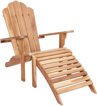 vidaXL Silla Adirondack De Jard&iacute;n Con Reposapi&eacute;s Natural Vidaxl