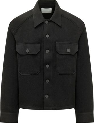 STUDIO NICHOLSON Slim Fit Overshirt - Heren - Casual Overhemden - Zwart - M - Katoen - Overhemden