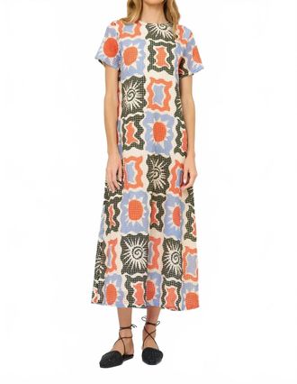 Oliphant Short Sleeve Shift Maxi Dress In Helios Blue
