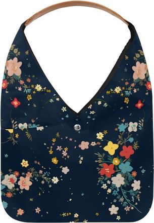 Generic Floral Dark Background Reusable Lightweight Grocery Bags - Foldable Into Compact Pouch, Washable & Sturdy, Multipurpose for Shopping and Travel