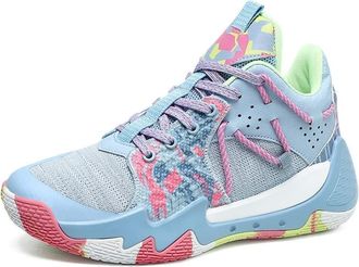 Generic Mens Basketball Shoes with Breathable Mesh High Cut Wear-Resistant, Shock-Absorbing Anti Slip Training Boots Walking Shoes(Blue,4.5 UK)