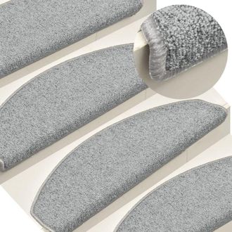 vidaXL Felpudos Para Escaleras 15 Unidades 65x24x4 Cm Gris Claro Semicircular Grande Vidaxl