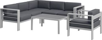 OUTSUNNY 5 PCs Garden Sofa Set w/ Cushions, Aluminium Furniture Sets Grey