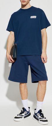 Versace Jeans Couture Sweat Shorts With Printed Logo, Mens, Navy Blue