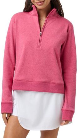 Travis Mathew Cloud Half Zip Pullover in Heather Persian Red at Nordstrom, Size Medium