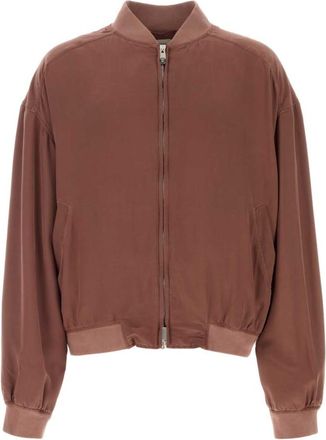Versace Brown Solid Bomber Jacket