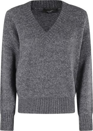 Max Mara Maglione in lana con scollo a V - Grigio