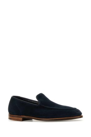 Crockett & Jones Mens Navy Blue Suede Salcombe Loafers Ocean Mocassini