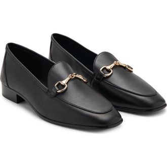 Mango Buckle Leather Loafer in Black at Nordstrom, Size 8.5Us