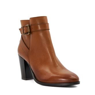 Dune London Womens Ladies Philippa 2 - Cone Heeled Ankle Boots - Tan Leather (archived) - Size UK 4