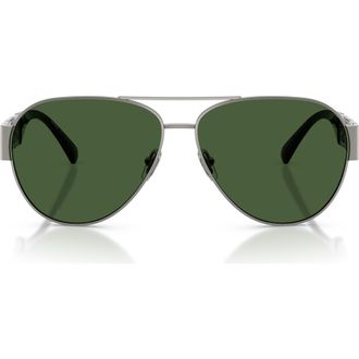 Versace 61mm Pilot Sunglasses in Gunmetal /Dark Green at Nordstrom