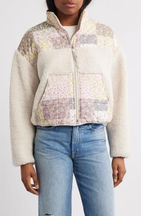 Thread & Supply Cozy Quilted Pocket Jacket in Pink Yellow Combo at Nordstrom Rack, Size X-Large