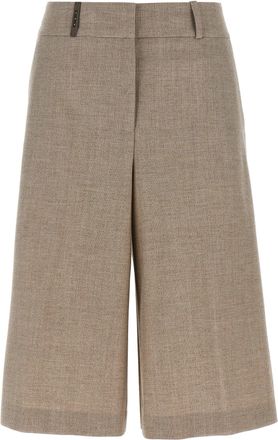 PESERICO Micro Houndstooth Long Bermuda Shorts Bermuda E Short Beige-Donna