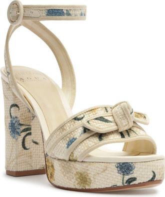 Alexandre Birman x AGUA Floral Bow Platform Sandal in Laguna Off/Off at Nordstrom, Size 11
