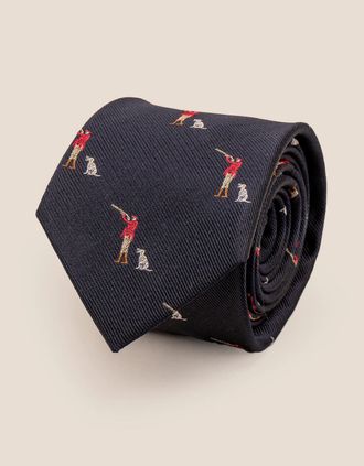 Oswin Hyde Mens Hunting Navy Silk Tie - Black