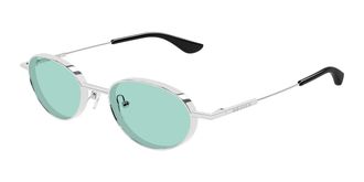 Alexander McQueen AM0523S 003 Mens Sunglasses Silver Size 50
