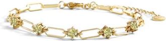Mint & Lily Paperclip Bracelet with Gemstone Accents in August Peridot /7.5 at Nordstrom