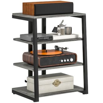 HOMCOM HiFi Rack Stand W/ 4-Tier Record Player Stand - Dark Grey | TJ Hughes