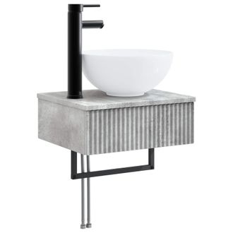vidaXL Lavabo De Lavado Montado En La Pared Gris Hormig&oacute;n Vidaxl