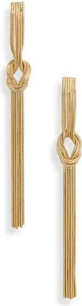 Eye Candy Los Angeles Belinda Knot Fringe Drop Earrings in Gold at Nordstrom Rack