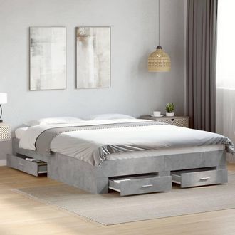 vidaXL Cama Con Cajones Madera Ingenier&iacute;a Gris Hormig&oacute;n 140x200 Cm Vidaxl