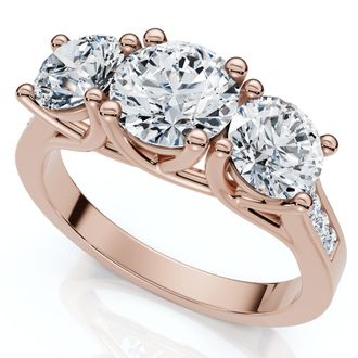Pompeii3 2Ct Three Stone Diamond Anniversary Engagement Ring 14k Gold or Pt Lab Grown